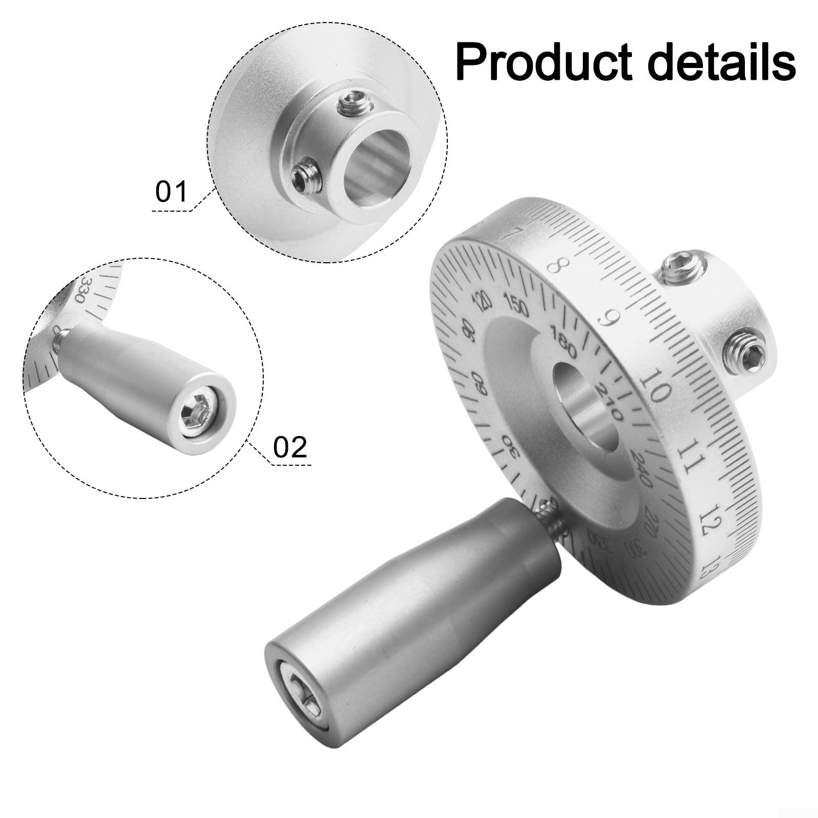 Lathe Handwheel, Aluminum Alloy Lathe Hand Wheel 50Mm Diameter Slide Handwheel Scale Rocking Wheels For Machinery Electrical Appliances(12mm)