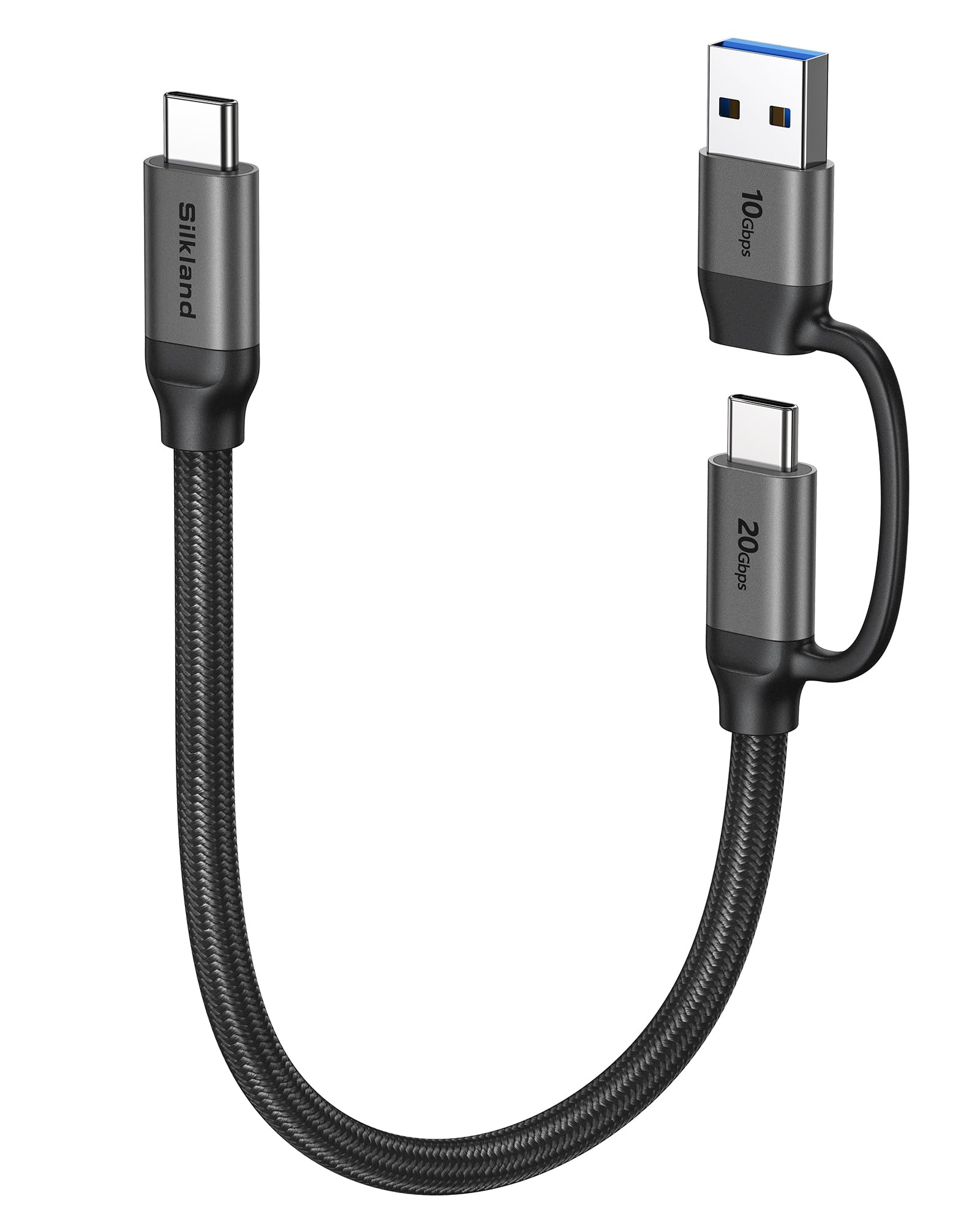 Silkland USB-C Datenkabel, 20Gbps USB-C 3.2 Gen 2×2 PD3.1 240W, 5K@60Hz, USB-A 3.1 Gen 2 Kabel 10Gbps 3A Laden, 2 in 1 Kabel