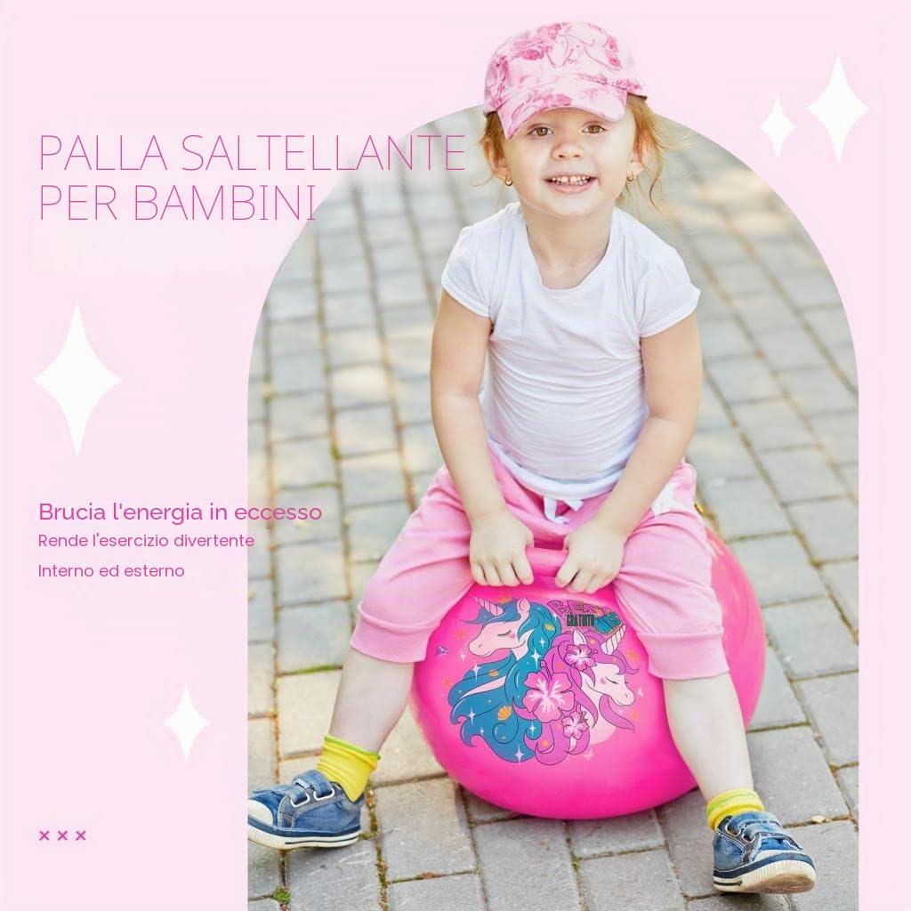 U&C Planet 45CM Pallone da Salto per Bambini 3-8 Anni Supporta Fino a 100 kg Design Antiscivolo con Pompa Palla da Salto in PVC per Interni ed Esterni
