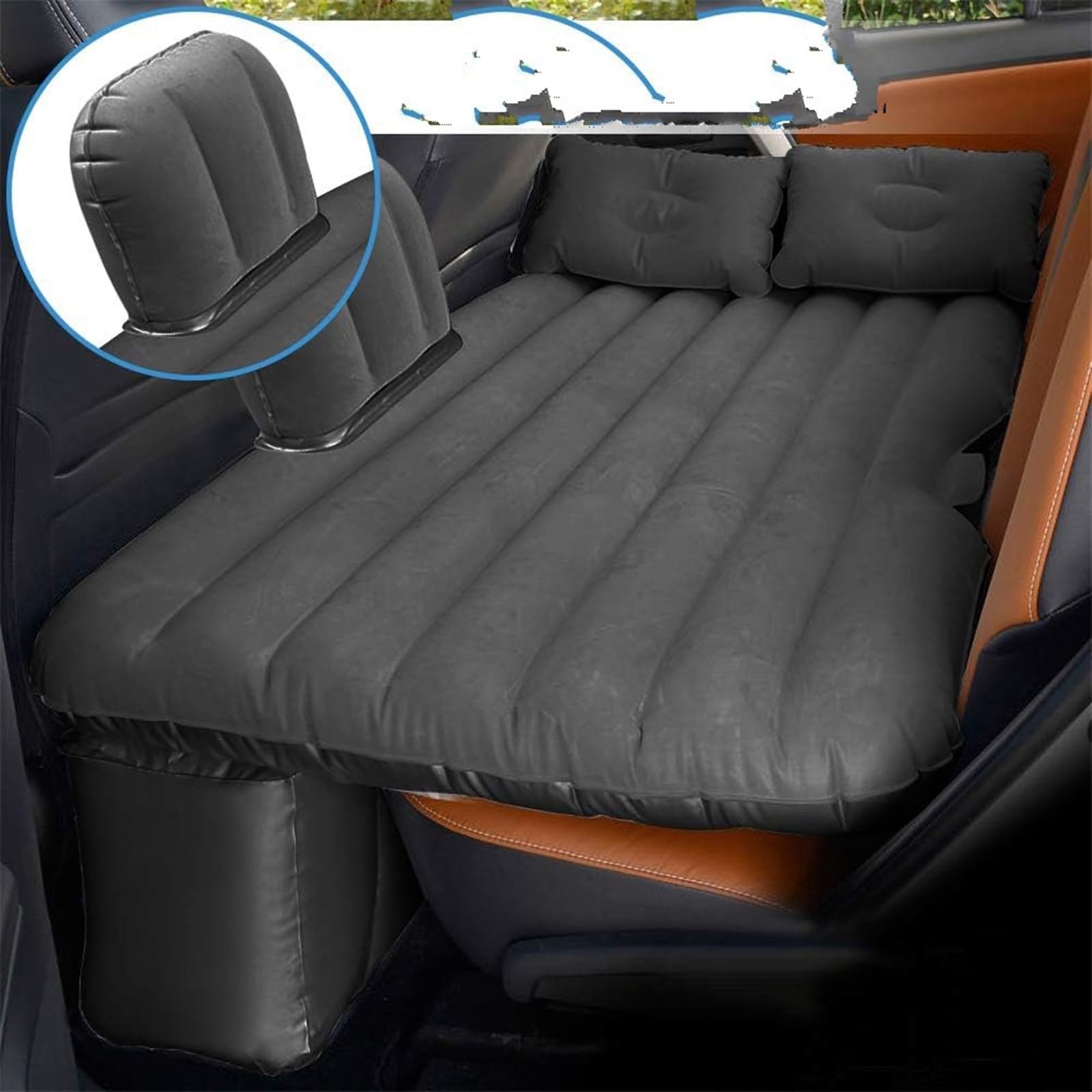 Colchoneta Hinchable Coche Cama Inflable Coche, Colchón Aire Inflable, Cojines Inflables Para El Hogar, Coches Universales, SUV, Viajes Al Aire Libre, Camping, Almohadilla Dormir, Cama Aire Coche(Blac