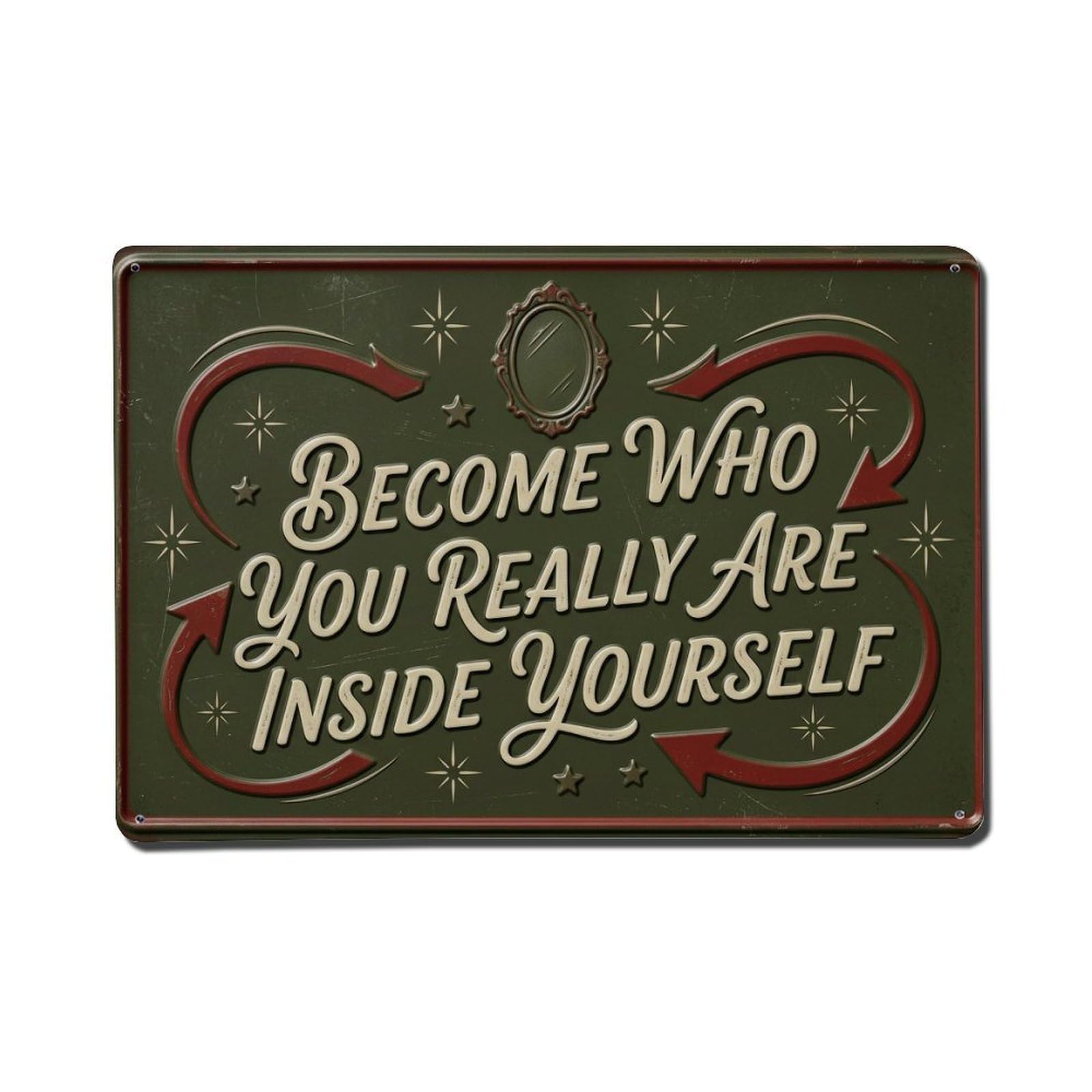 Become True Self Workout Retro Motivational Slogans Metal Tin Sign Plaque Wall Decor for Cafe, Club Bar, Office, Home Garden Metal Poster 8x12Inch