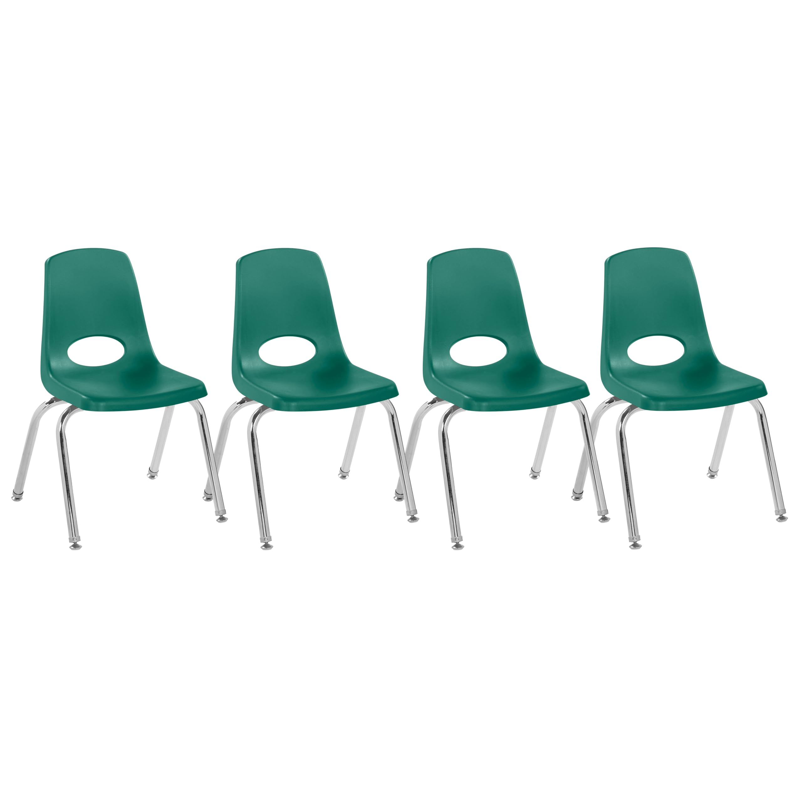 FDP 14" School Stack Chair with Swivel Glides, Green, 4-Pack, 10381-GN