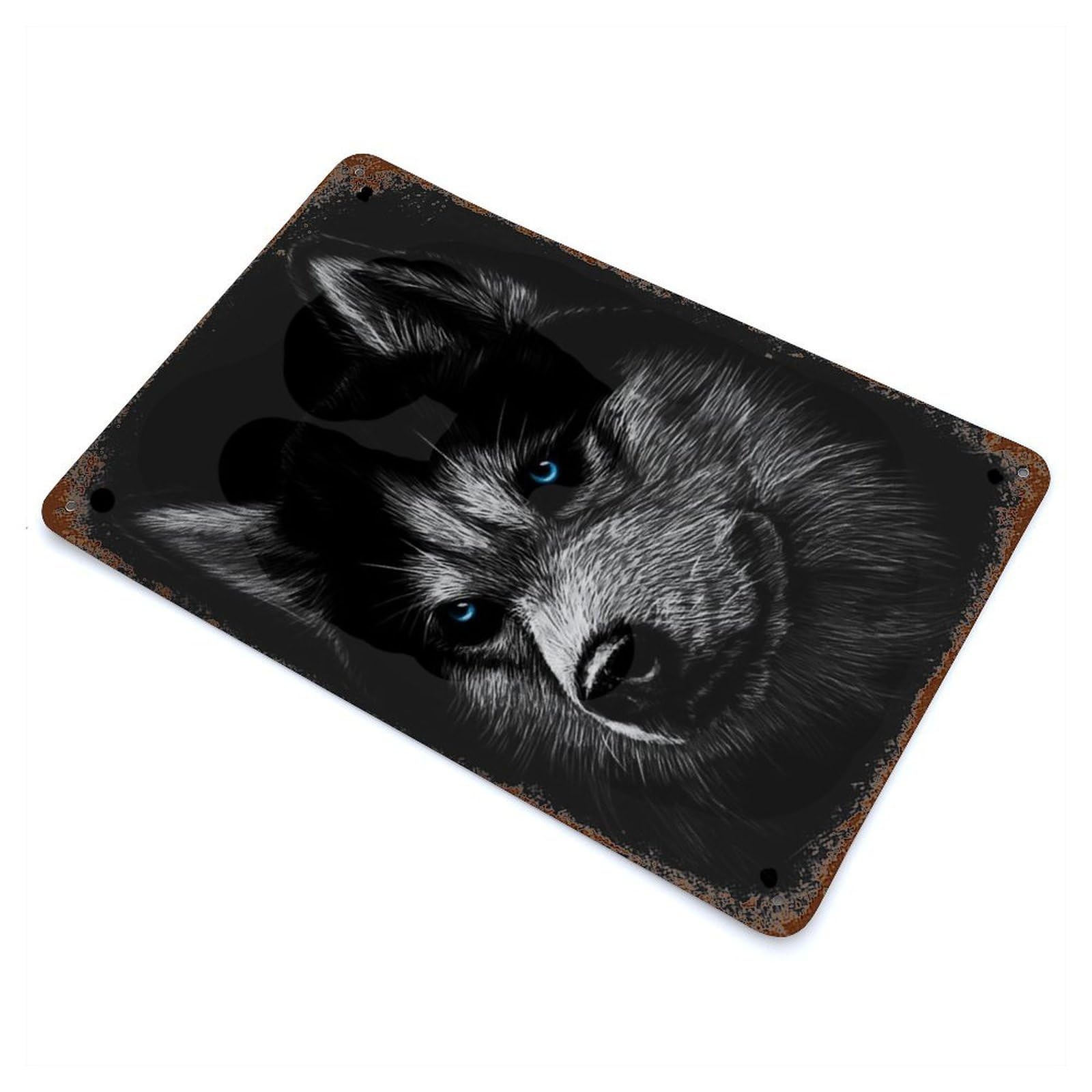 Cute Fox Rustic Tin Plaque 11.8"x7.9", Rustic Home Decor for Office, Studio And Wall Decor