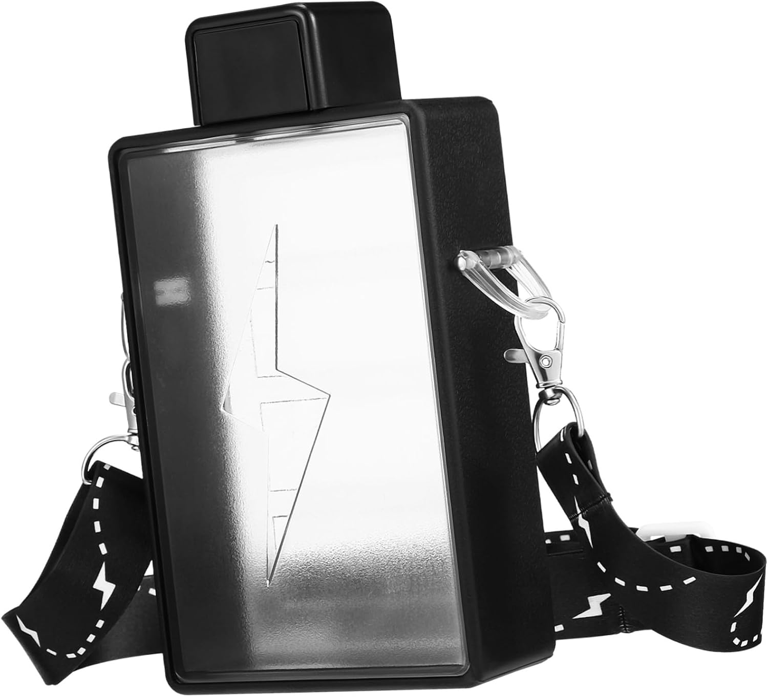 Flat Water Bottle Stylish Rectangular Design with Strap Portable Sports Water Bottle for Exercising and Outdoor Use and Space-saving for Women