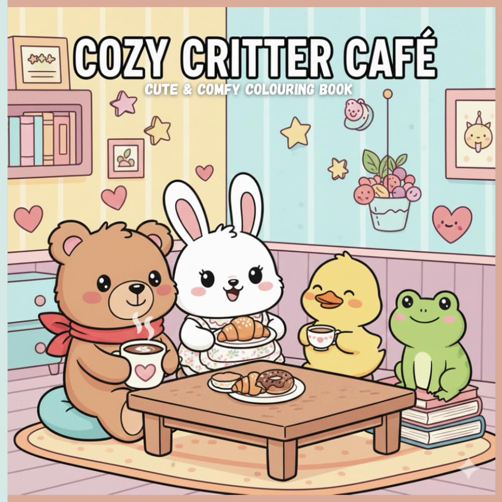 Cozy Critter Café Coloring Book: Cute and Relaxing Animal Café Scenes for Stress Relief, Mindfulness, and Creative Fun