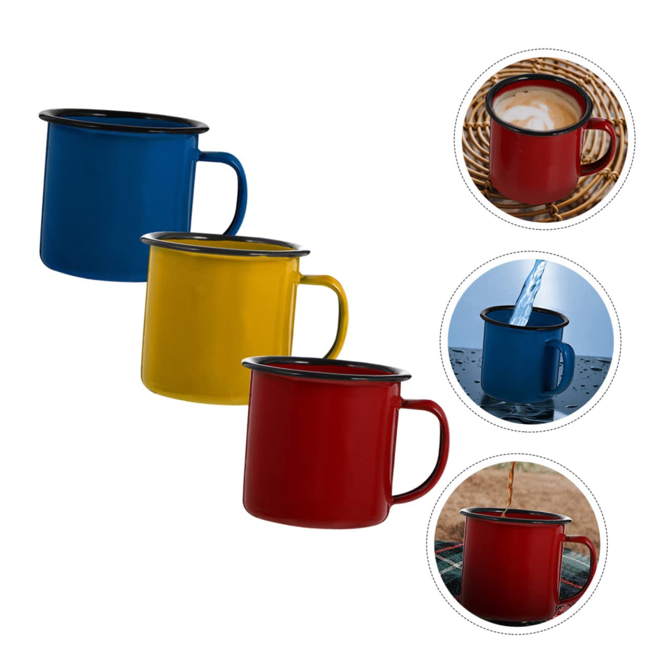 TOPBATHY 6 Piezas Taza de esmalte vaso de cafe vaso de esmalte taza de café Tazas de cafe tazas de café con tapas almacenamiento de jugo tazas vajilla de antiguo Chino