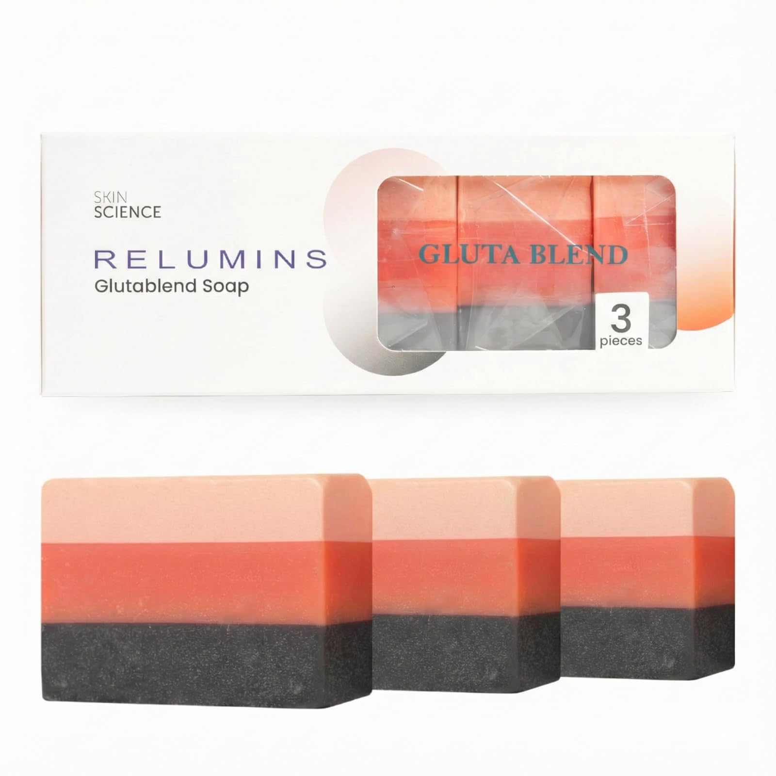 Relumins Premium 3-in-1 Glutablend Beauty Soap Bar – For Smoother, Clearer, Healthier-Looking Skin – Now with Rosehips – Gentle Face & Body Cleanser 120g x 3 Bars