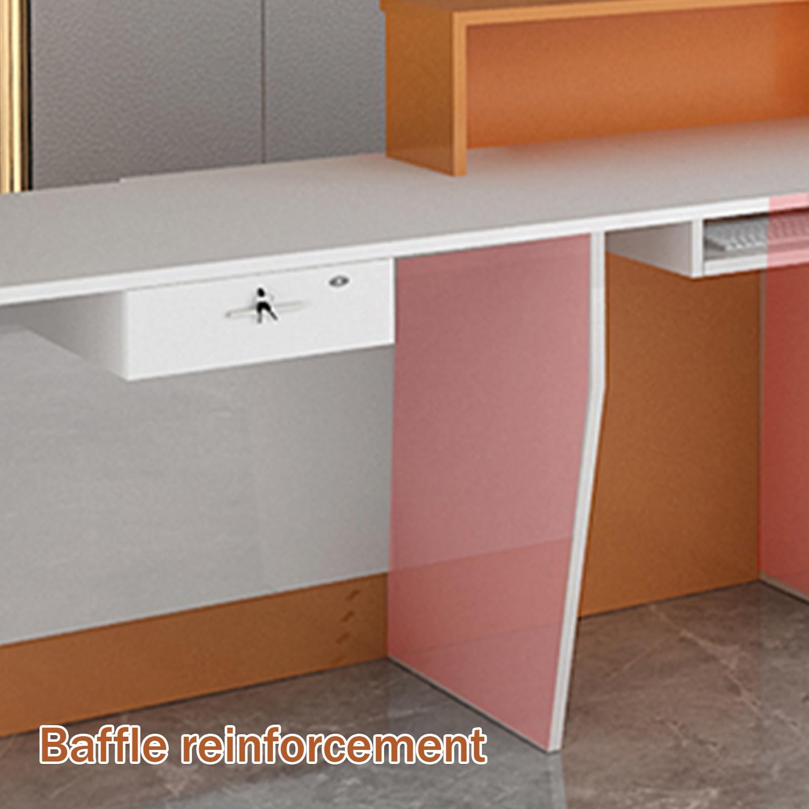 Genérico Mostrador de recepción Moderno con cajones con Cerradura, Elegante mostrador Frontal Naranja para Oficina/salón de Belleza, Mesa de recepción Naranja R, 47,2 PU