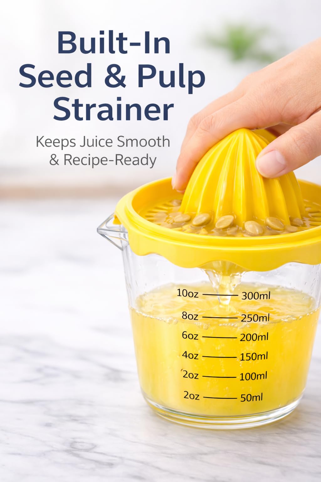 Exprimidor y exprimidor de limón y lima y exprimidor de exprimir y colar cantidades medidas exprimir a mano Esprimidor exprimidor manual de jugo con asa 1 taza de medición 250 ml sin BPA