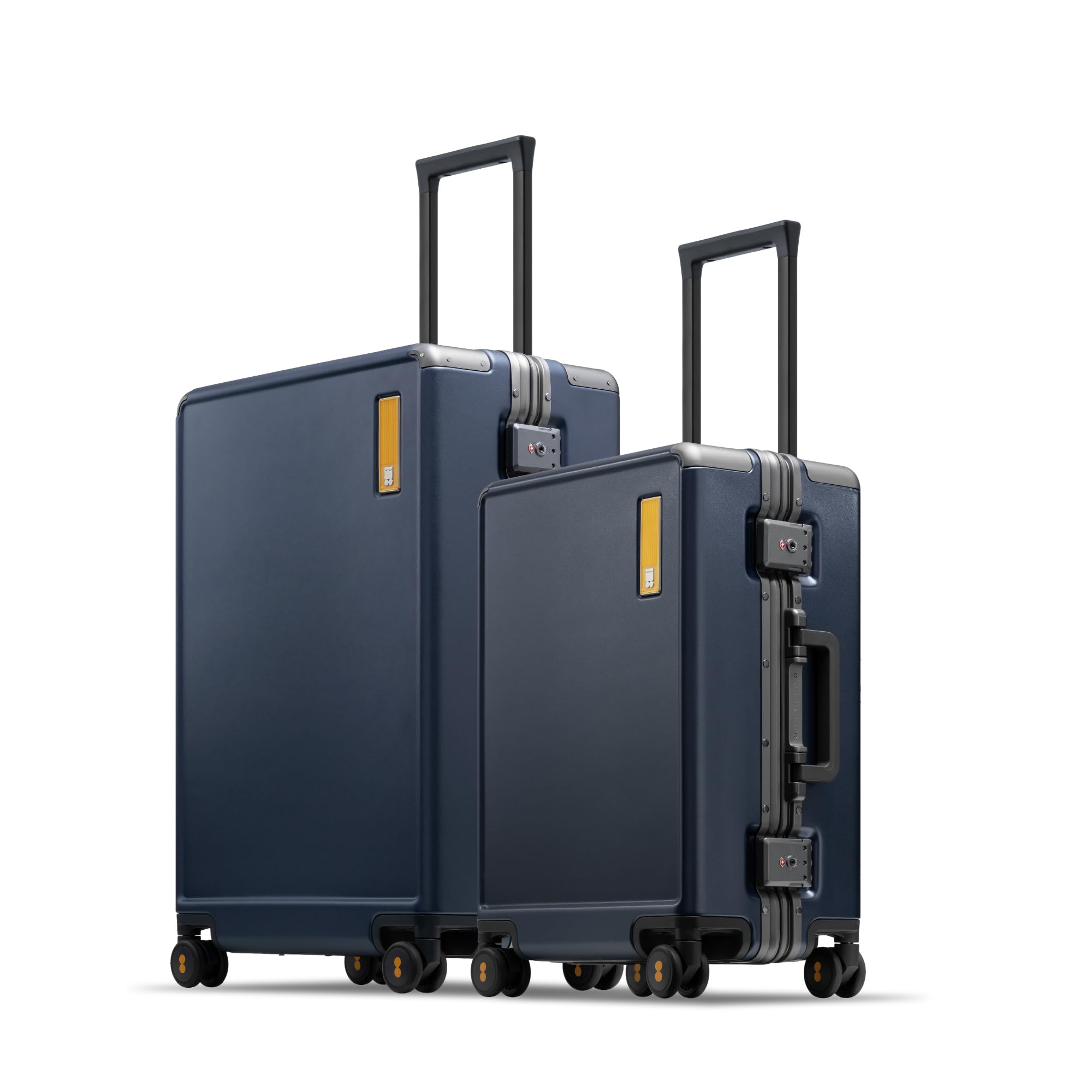 LEVEL8 20/24 Inch Zipperless 2 Piece Luggage Sets with Aluminum Frame, Lightweight Hard Shell Suitcases with Spinner Wheels, Metal Travel Luggages with Double TSA Locks, Blue