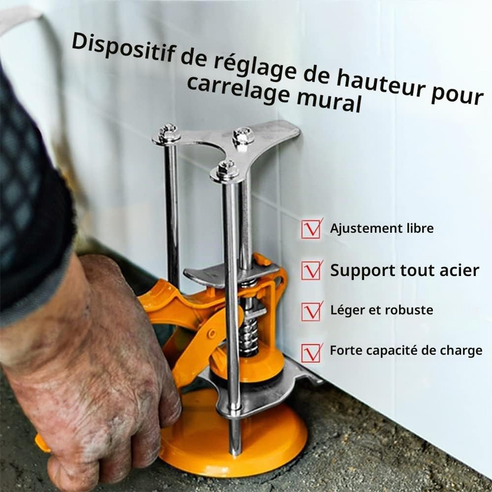 Réglage de la Hauteur du Carrelage Mural,Lève-outils Manuels,Bras économiseur de travail, 5 pièces Dispositif de réglage de levage,Pour murs de bâtiments, carreaux, panneaux de porte, armoires (jaune