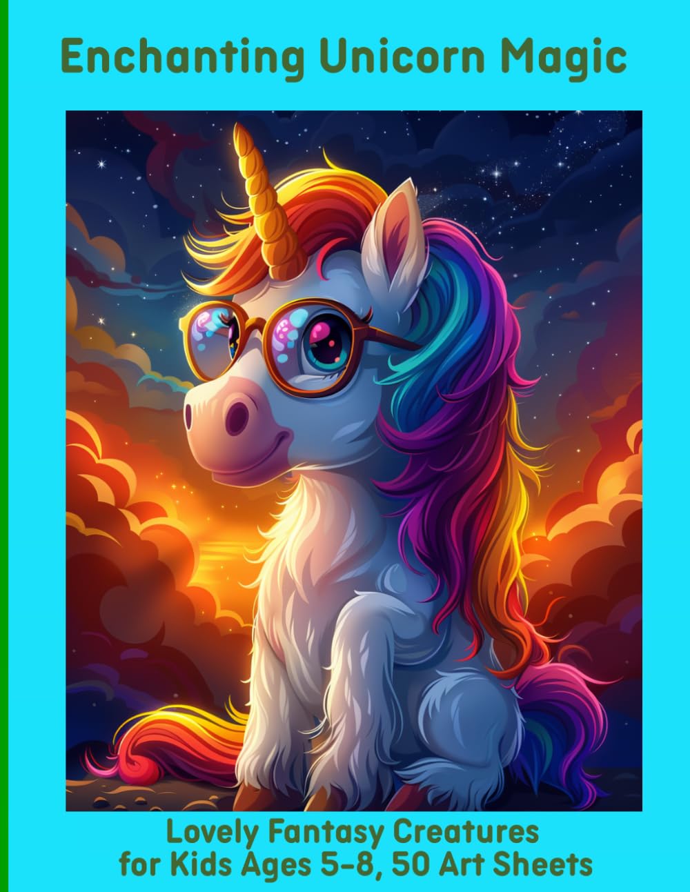 Enchanting Unicorn Magic: Lovely Fantasy Creatures for Kids Ages 5-8, 50 Art Sheets