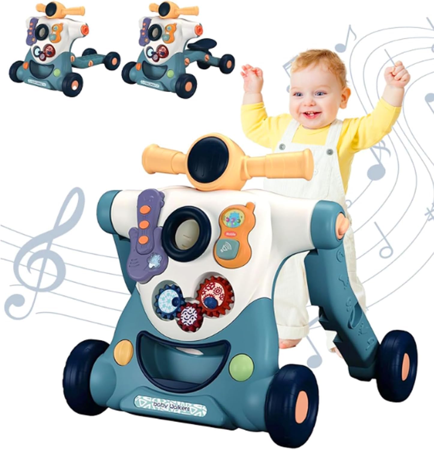 3-in-1 Lauflernhilfe für Kinder,Gewichtsverstellbares Design, Lauflernhilfe mit Musikcenter, Gehhilfe mit regulierbarer Geschwindigkeit Für Babys ab 6 Monaten