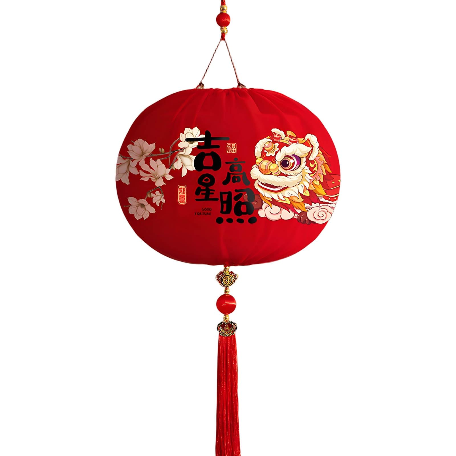 SBZIOJHDR Chinese-style lanterns, Creative Round Red Lanterns with Tassels, Traditional Hanging Decorations, Lucky Lantern(D,15in)