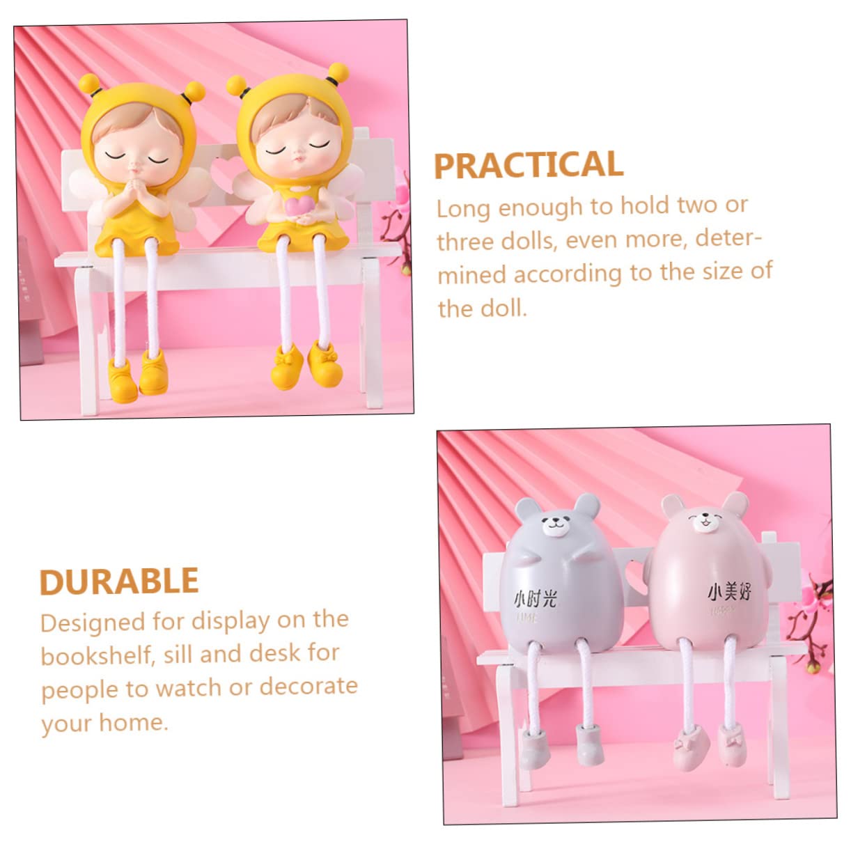 NAMOARLY Doll Stool Set White Long Leg Chairs Smooth Surface Mini Dollhouse Stool Decoration for Boys and Girls