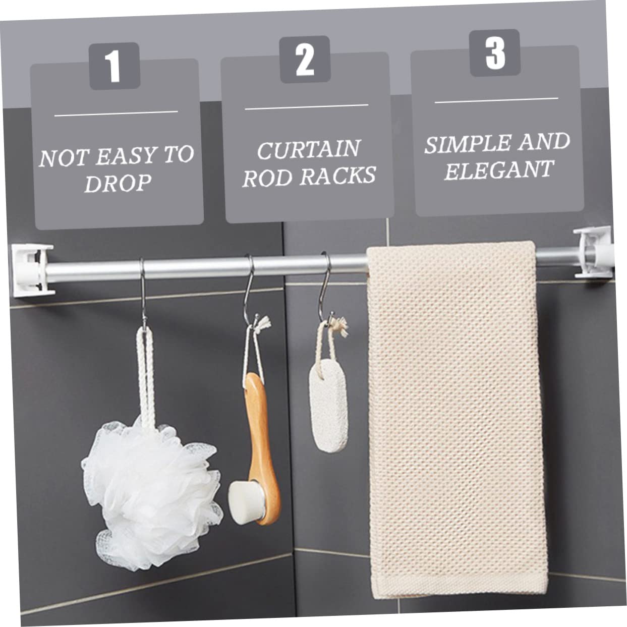 Lot De 10 Crochets Support De Tringle à Rideau Auto-AdhéSif, Pas De Supports De Crochet De Draperie De Forage Support De Tige De Fixation Pour Serviettes Rideaux Manteaux 78798779