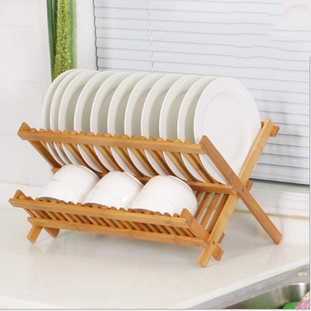 Dish Drying Rack Tableware Holder Foldable Dish Rack Bamboo Plate Rack for Kitchen Drying Rack Kitchen(20 Cells)