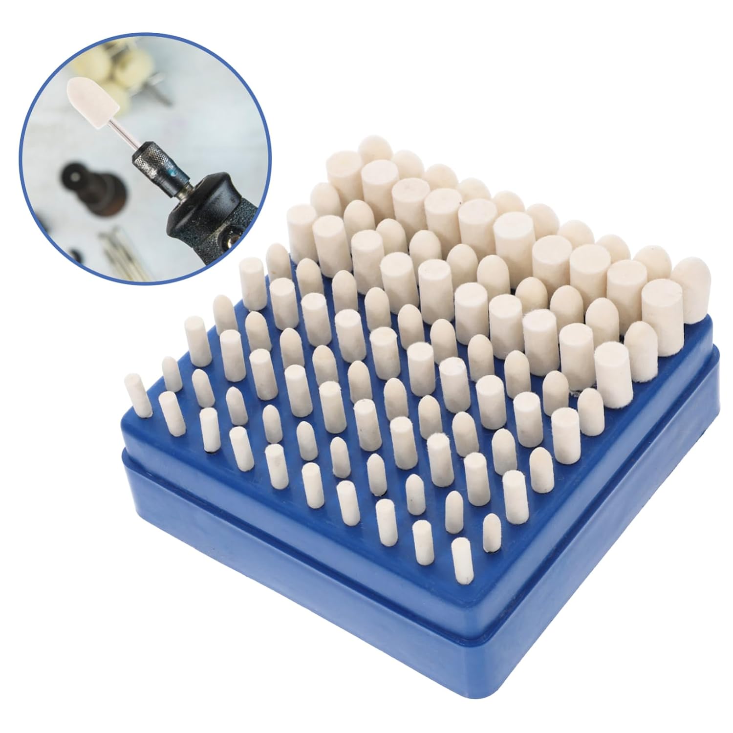 100pcs Wool Buffing Wheels Polishing Bits with Stainless Steel Shank
