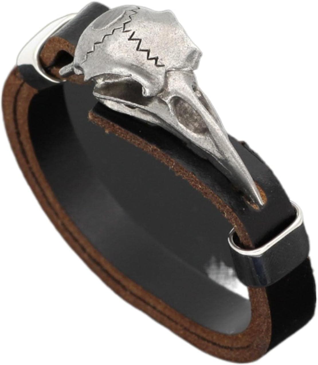HCMAHCMA Mens Retro Fashion Viking Odin Symbol Totem Crow Bracelet Crow Skull Leather Bracelet Jewelry Boys Gifts