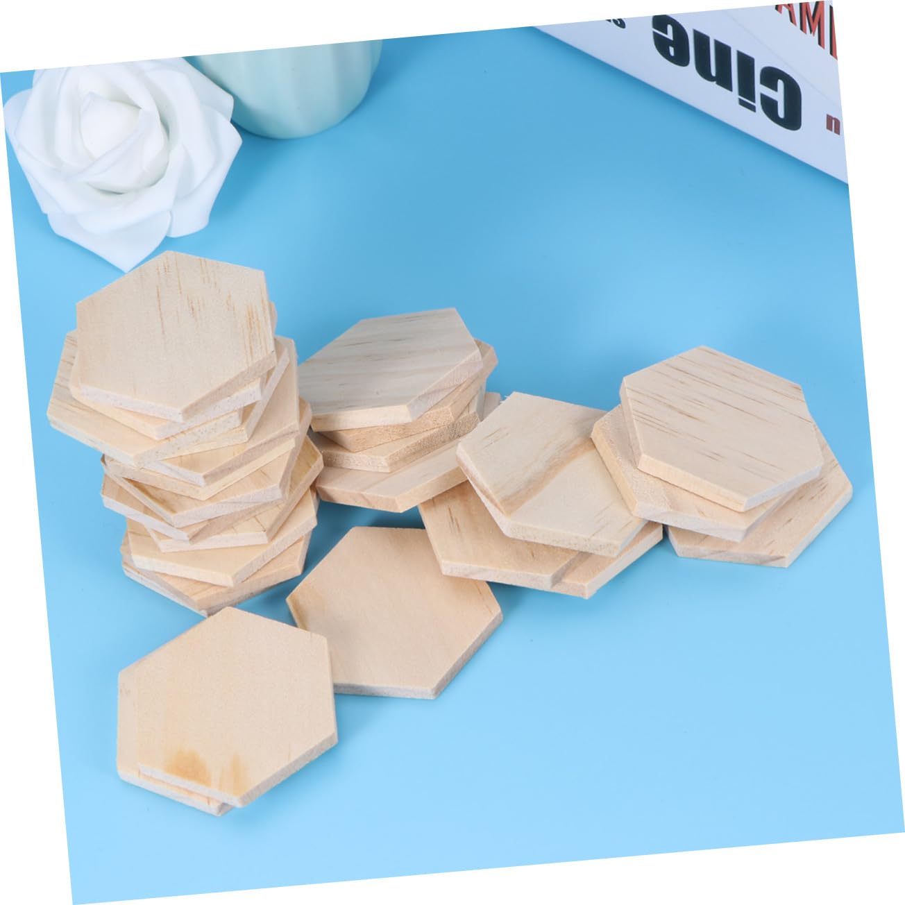 SEWACC 75stücke Holzscheiben Sechseck Blanko Zum Beschriften Für -projekte Hochzeit Party-dekorationen Glatte Oberfläche Naturbelassen Zum Bemalen Und Verzieren