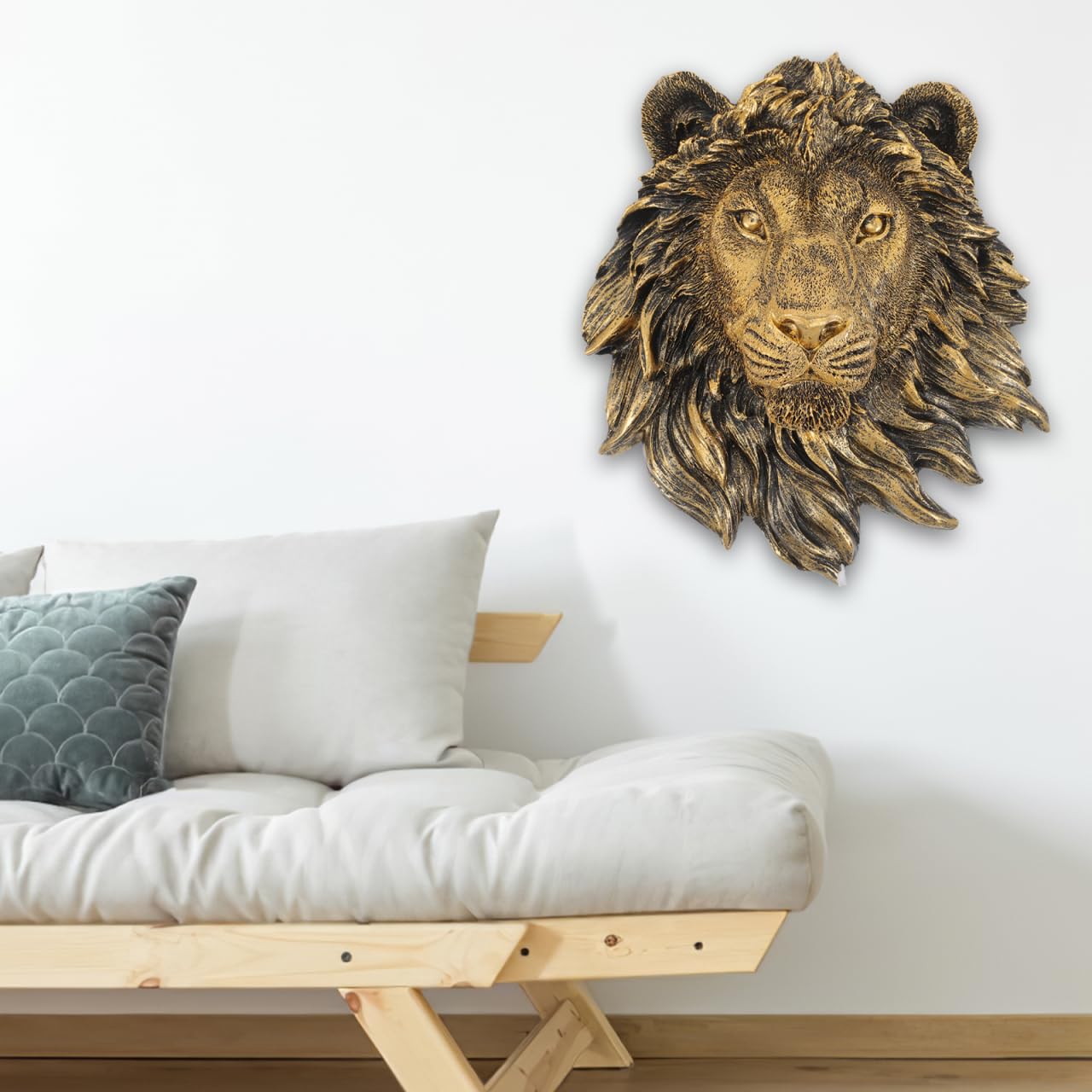 Veemoon Décoration murale en résine - Tête de lion en résine - Décoration murale - Décoration pour salas de casa