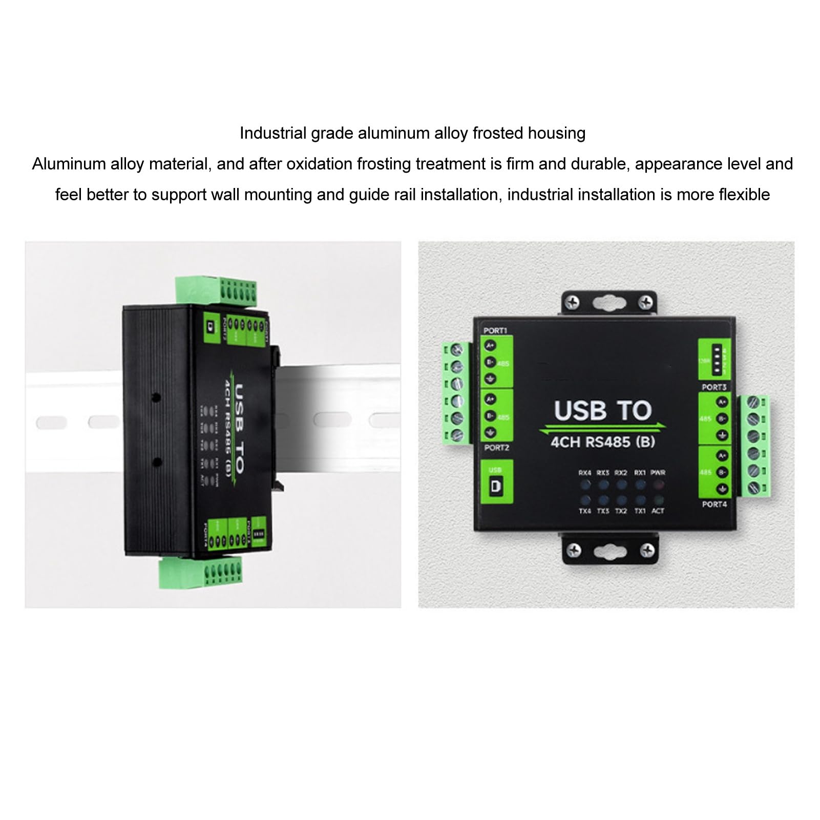 Bewinner Convertidor USB a RS485, Adaptador Aislado de Grado Industrial de 4 Canales para OS X, 11 10 8.1 8 7