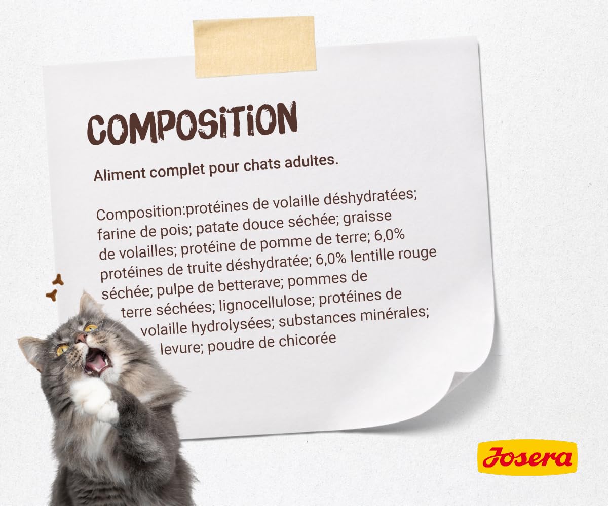 JOSERA Naturelle (1 x 10 kg) | Adulte | Croquettes Premium pour Chats Adultes stérilisés | Volaille & Truite | avec teneur modérée en matières Grasses | sans céréales | Nourriture pour Chats | 1 Sac