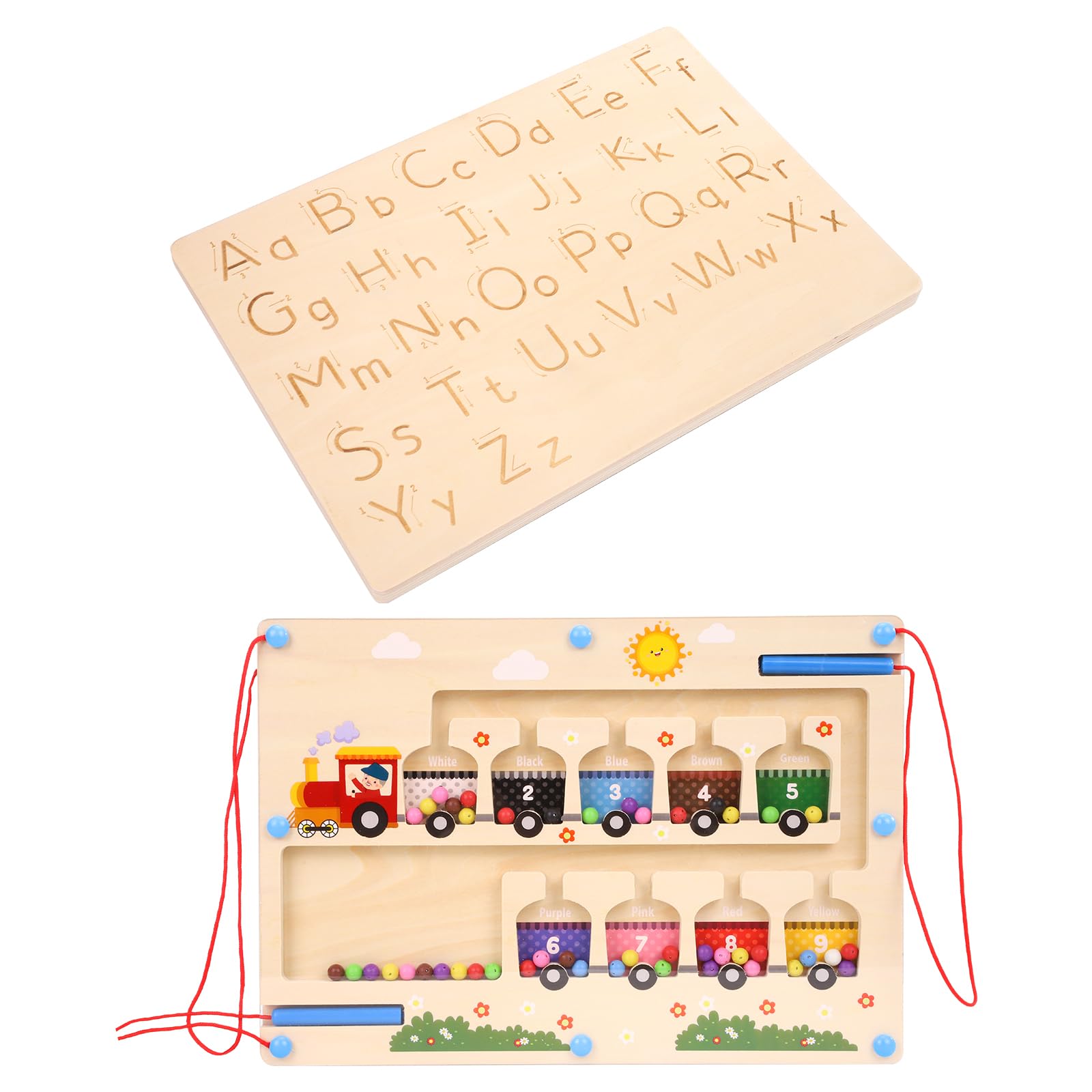 DUCOMINGTOY 2 in 1 Montessori Wooden Learning Counting Toys for 3+ Year Old Number Puzzles Magnetic Color Maze Shape and Number Wooden Puzzle Counting Learning Fine Motor Skills Toys Gifts…