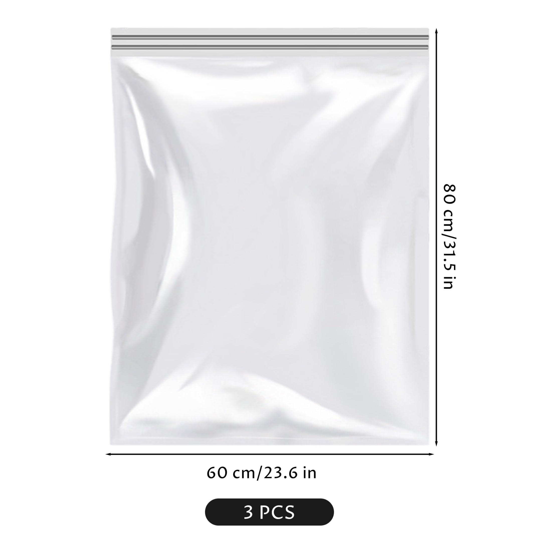 Lot de 3 sacs de nettoyage pour grille de four et rangement sous vide, en polyéthylène épais, transparent, 80 x 60 cm