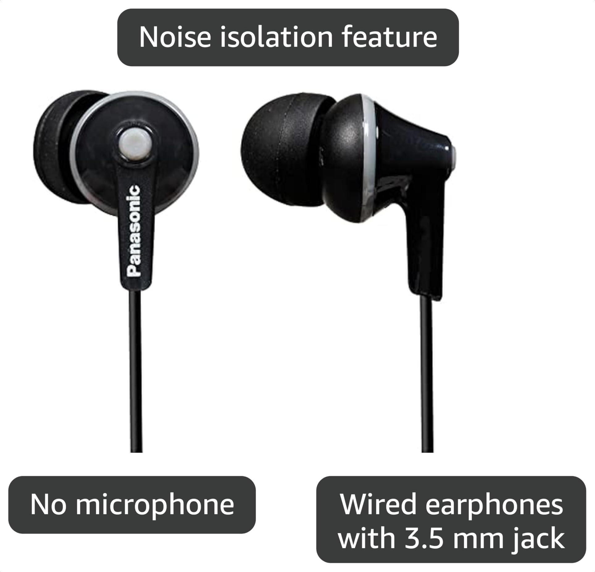 Amazon.com: Panasonic RP-HJE125-K HJE125 ErgoFit in-Ear Earbuds