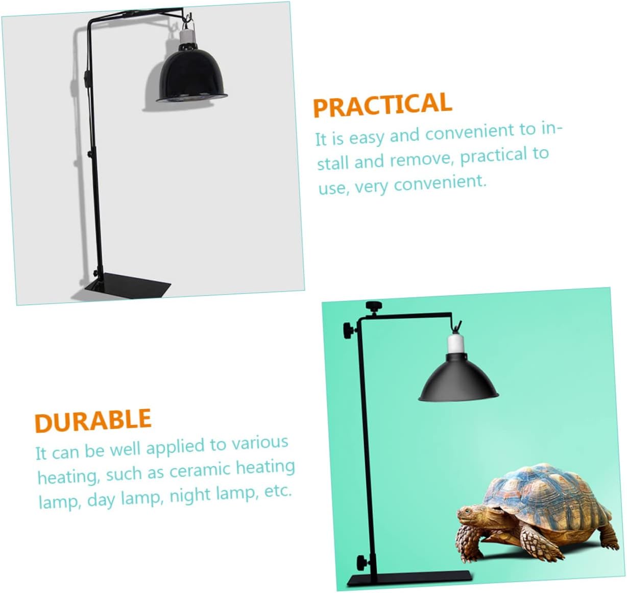 UKCOCO Adjustable Reptile Tank Light Rack Premium Metal Stand for Heat Lamps Easy Install Durable Odor for Lamps