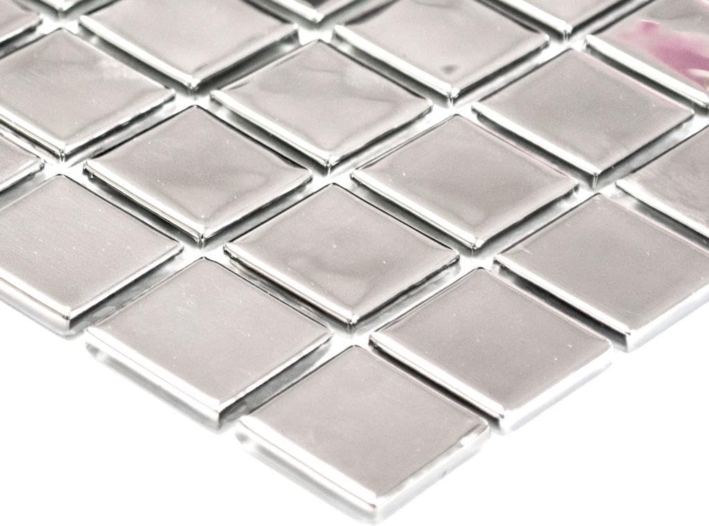Mosaik Fliese Transluzent Grau Glasmosaik Crystal Grau Für WAND BAD WC DUSCHE KÜCHE FLIESENSPIEGEL, Mattengröße: 327x302 = 0,10 Qm, Steingröße