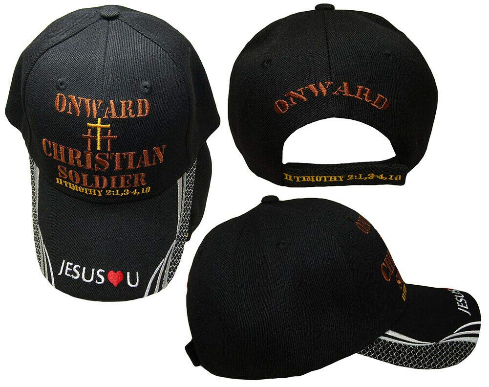 K's Novelties Onward Christian Soldier Jesus Christan Cap Hat (Cap830) Color Black T1