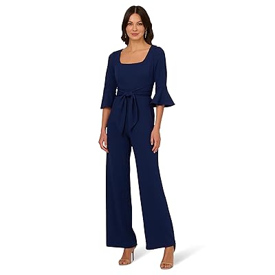 Adrianna Papell Knit Crepe Tie Front Jumpsuit Women