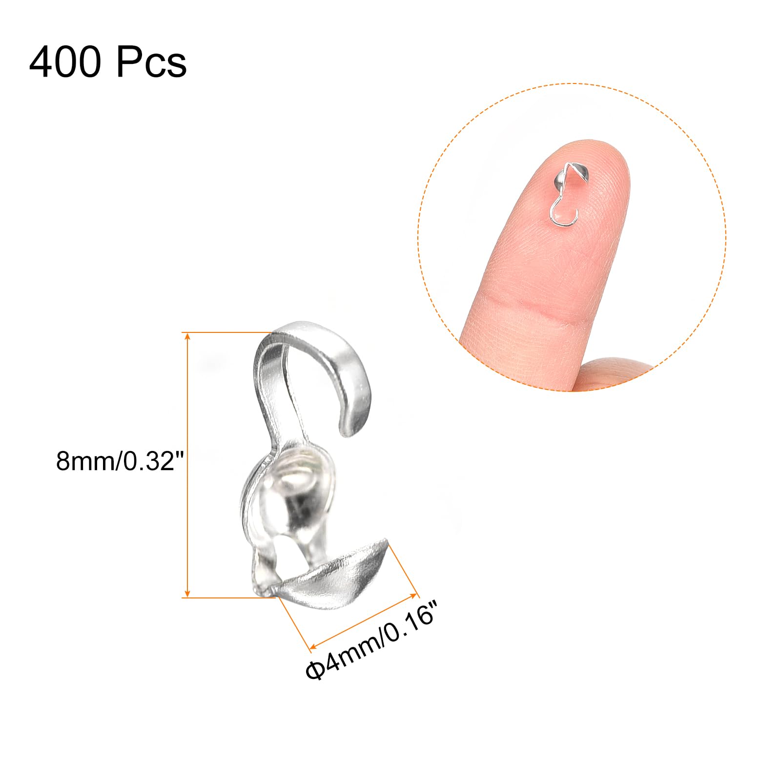 uxcell 400Pcs Open Bead Tips Knot Covers - Image 2