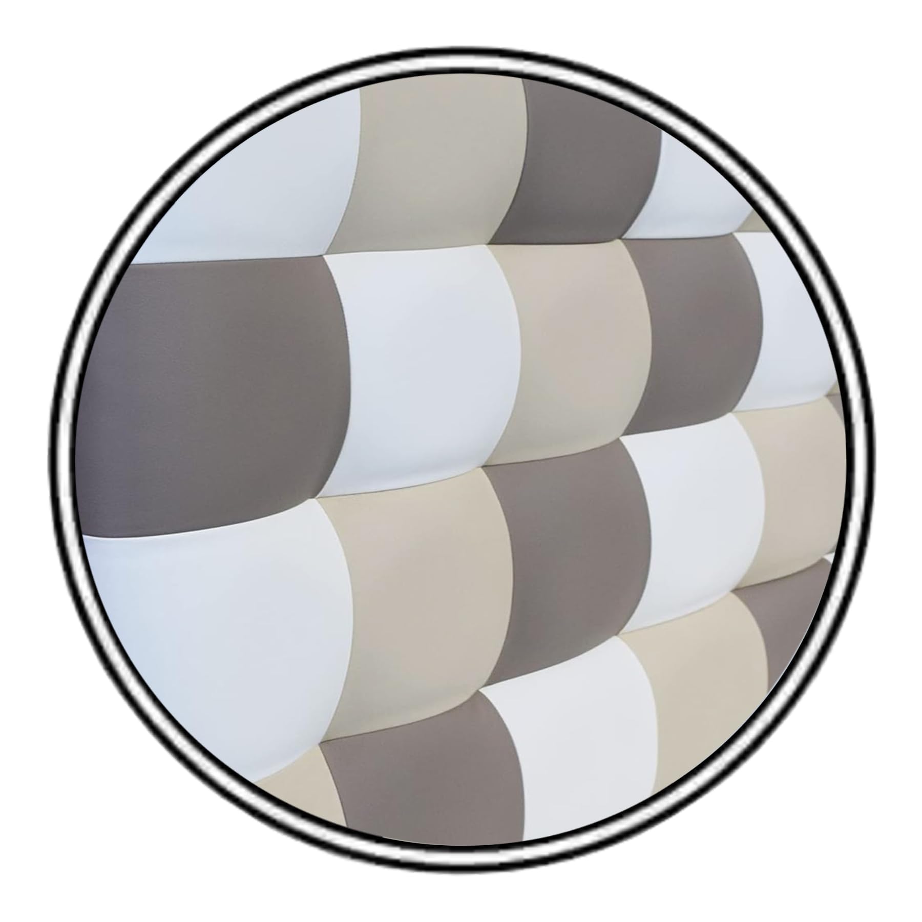 ONEK-DECCO Cabecero de Cama Kansas Patchwork Tapizado en Polipiel, Cabezal Acolchado Original de Diseño Moderno para Dormitorio Juvenil y Matrimonio (180x70, Blanco-Arena-Beige)