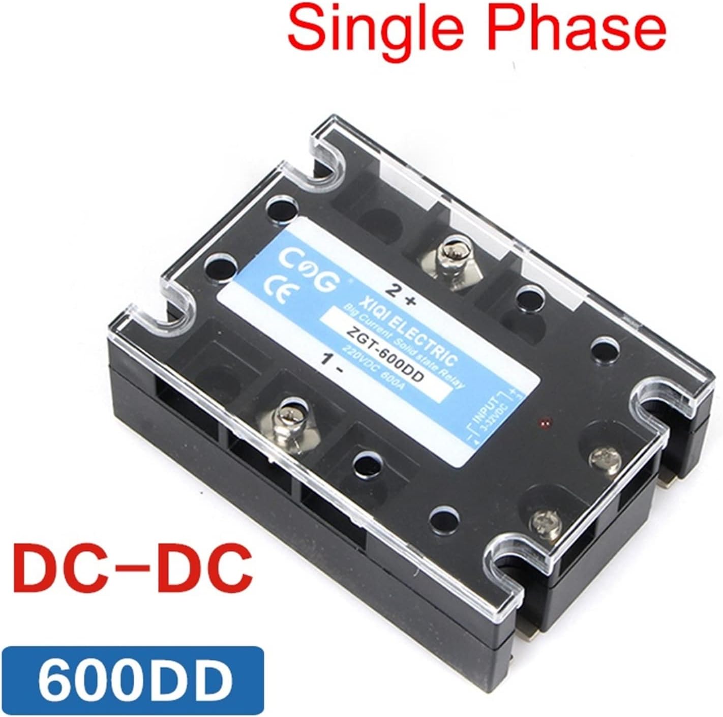 SSR-600DD 600A 220V 600V Big Voltage Single 1Phase JGX DC Control Heat Sink 3-32VDC to 5-220VDC DD Solid State Relay(3-L)