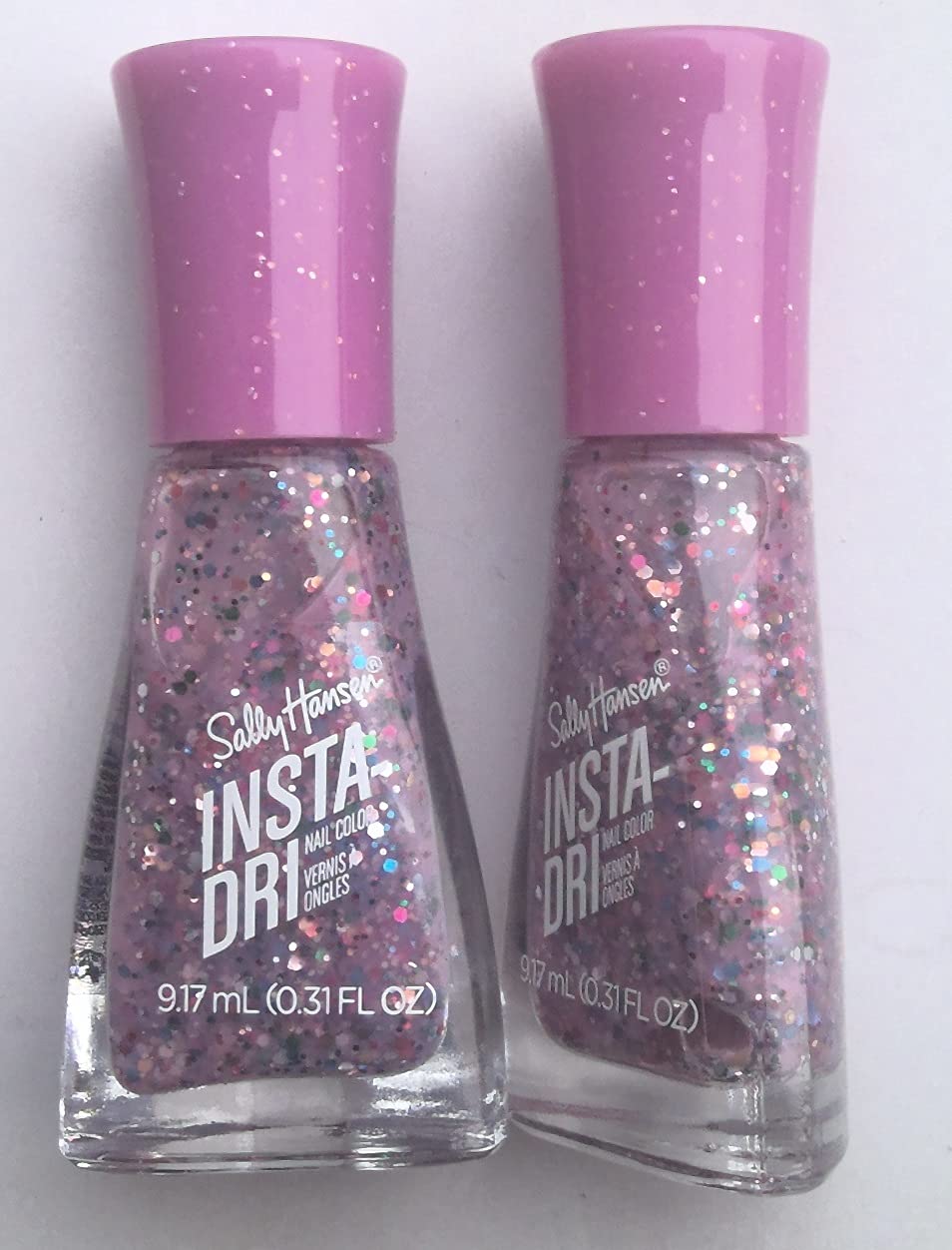 Sally Hansen Insta-Dri®, Confetti Pop, Quick Dry, Long Lasting, Streak-Free Shine, Pink Glitter Nail Polish, Pack of 2