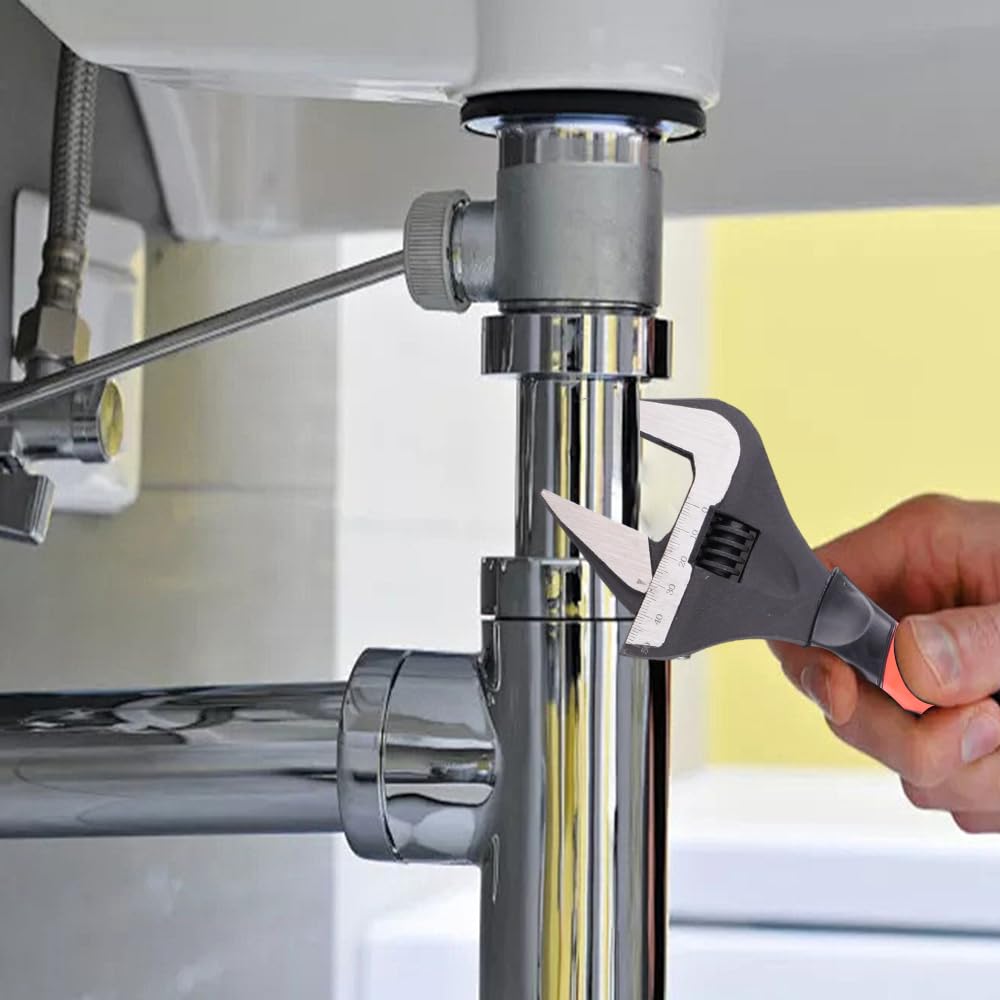 Zestaw 2 kluczy nastawnych (6 cali + 10 cali) Zestaw kluczy nastawnych o ergonomicznej konstrukcji, szerokoszczękowy, ze stali wysokowęglowej, do mechaniki samochodowej, prac hydraulicznych i remon