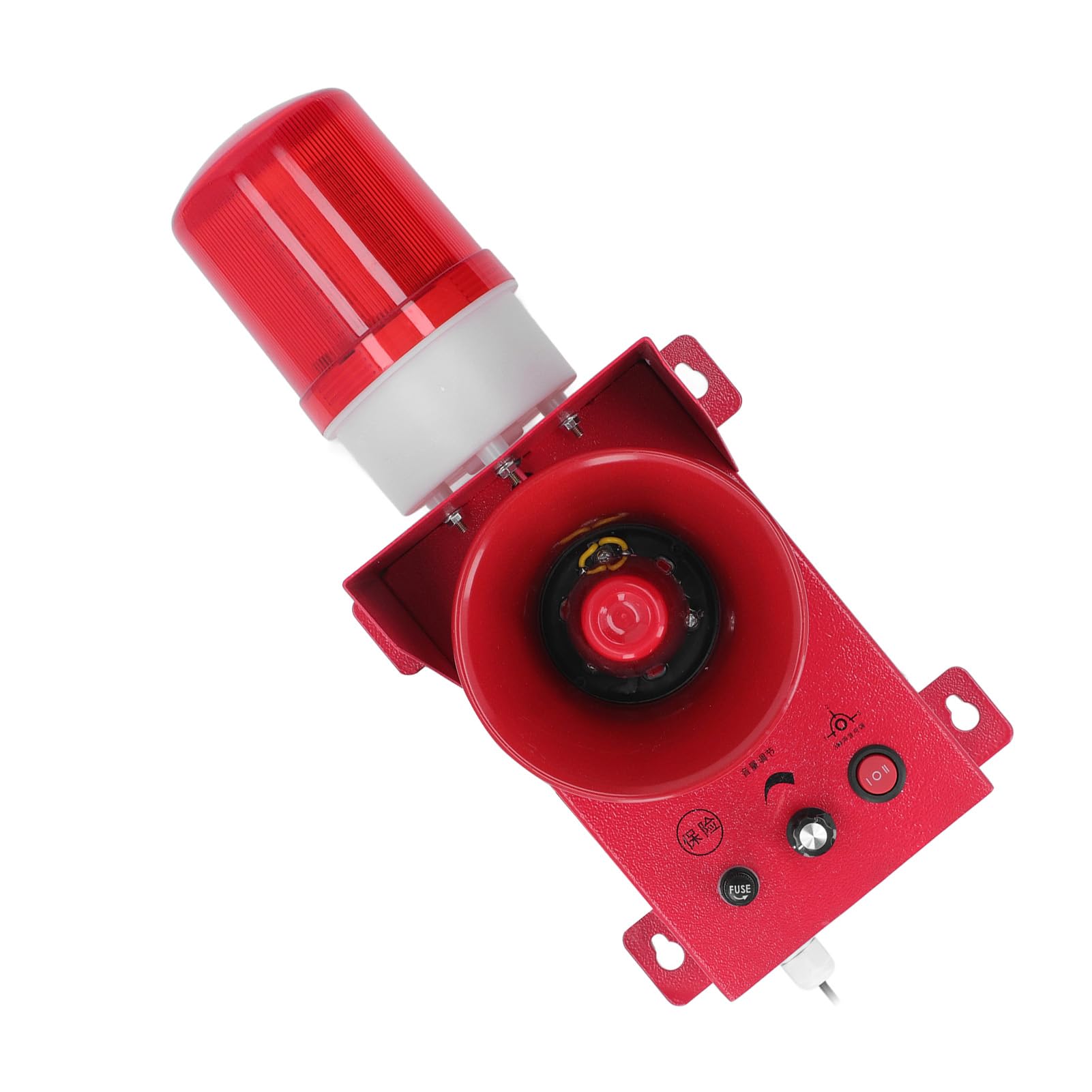 Alarma de Sirena Industrial 55W 130db Volumen Ajustable Alta Potencia Impermeable Alarma de Luz de Sonido Estroboscópica de Emergencia para Sitios de Construcción, Fábricas