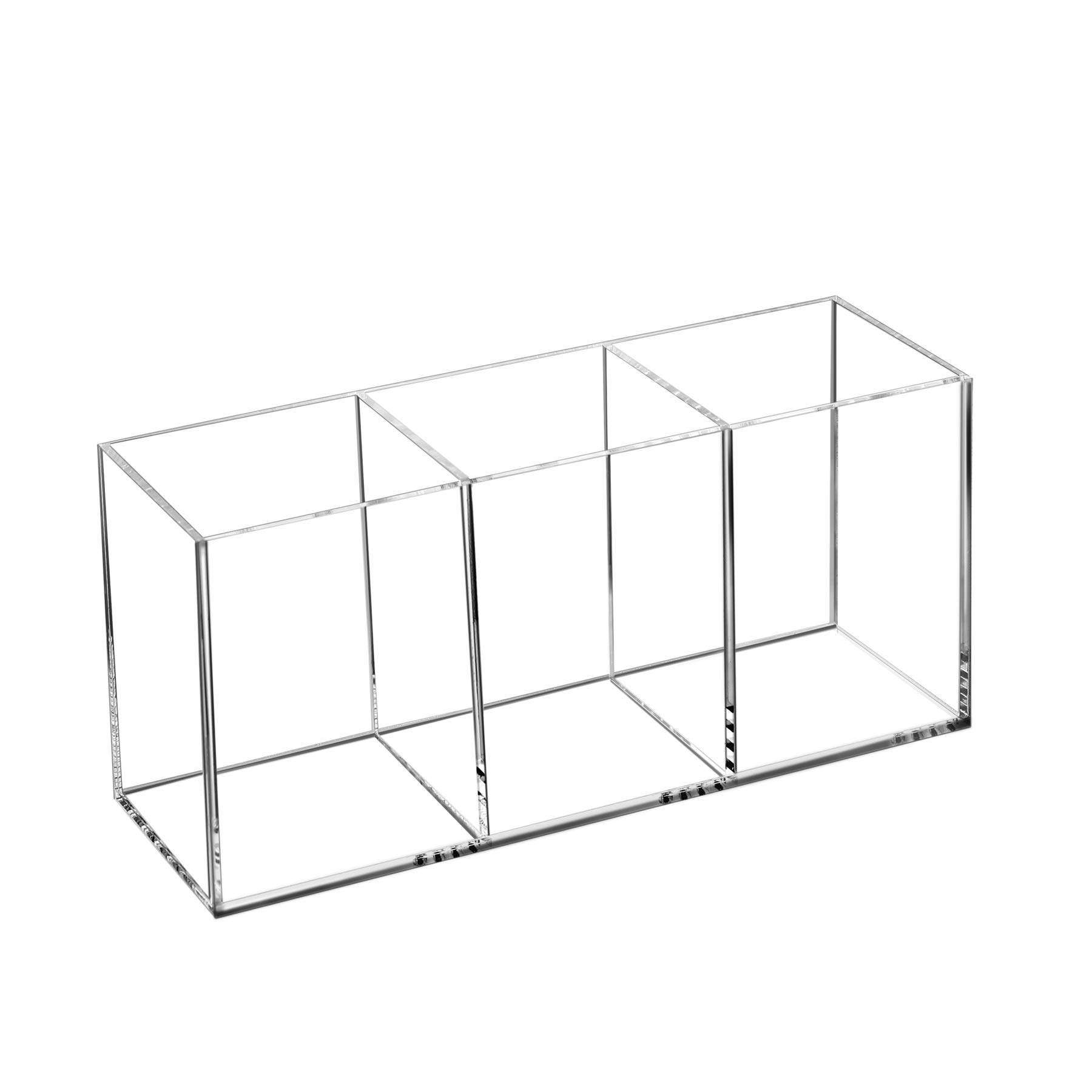 Yestbuy 3 Slots Acrylic Makeup Brush Organizer Holder for vanity, Clear Cosmetic Brushes Storage, Toothbrush Holder, vanity organizer for makeup, for Bathroom, Countertop, Desk, Dorm (Clear)