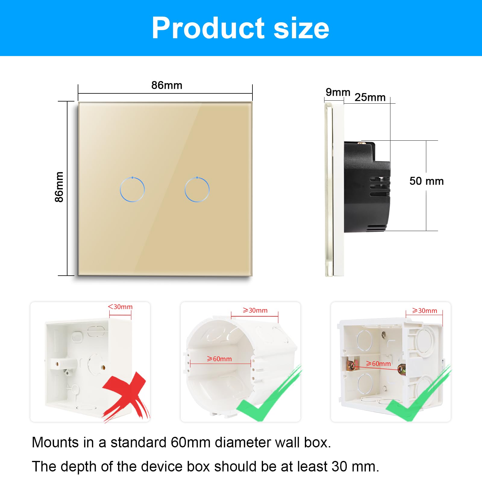 CNBINGO Smart Dimmer Switch for Dimmable LED Light, Voice Control by Alexa, Remote Control by Smart Life App, WiFi Touch Light Switch with Glass Wall Plate, Backlight, Neutral Wire Required - Image 2
