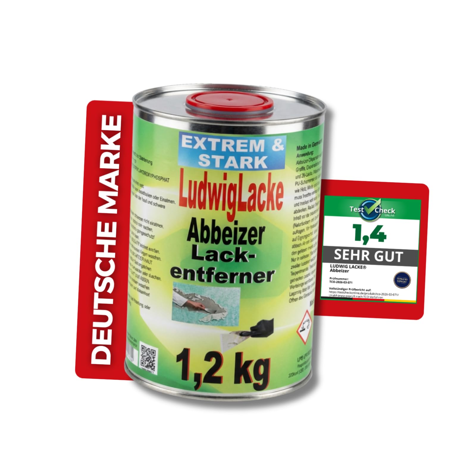 LudwigLacke Der Originale Abbeizer Lackentferner 1,2 kg, für Holz und Metall – Kraftvoller Farbentferner für professionelle Ergebnisse für Metal und Holz
