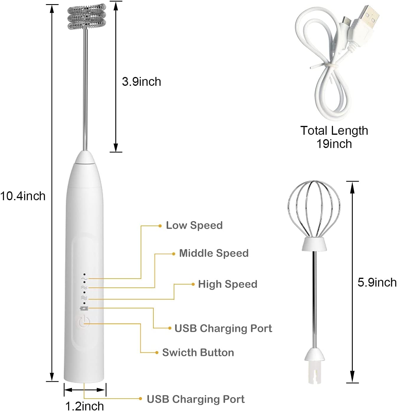 Bonsenkitchen Milk Frother - Make Cappuccino Foam! -2