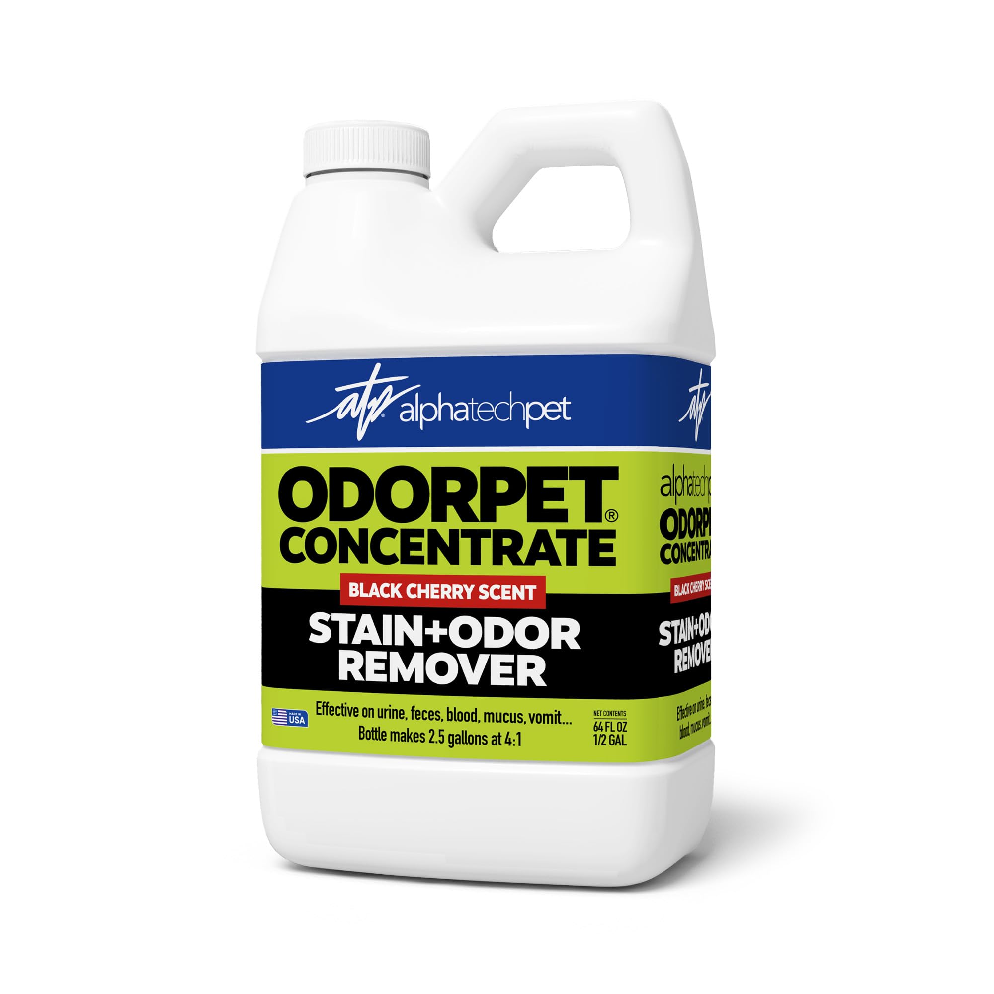 OdorPet Pet Stain Remover and Odor Eliminator - 64 Oz (Makes 2.55 Gallons of Working Solution) Non Staining, Professional Strength, Black Cherry Scent by Alpha Tech Pet