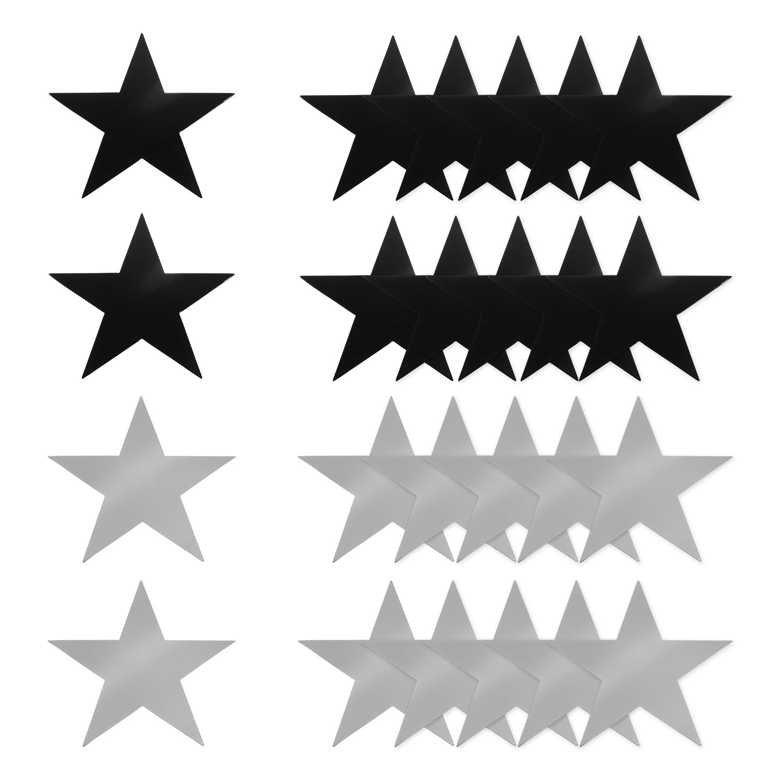 sourcing map 24 Pcs Stars Cutouts Decoration, 6" Double Printed Paper Stars Cutout Confetti Cardboard Stars Decorations for Bulletin Board Wall Classroom Party, Silver/Black