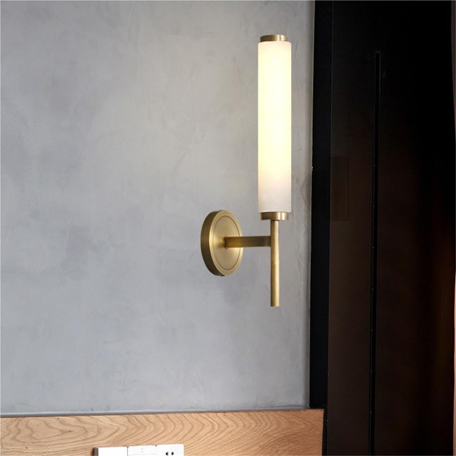 HCZKIUJY Decoration Brass Marble Wall Sconces with Bedroom Indoor Long Linear Wall Light Bar 2-Lights Bathroom Vanity Wall Lamp Fixture with Bedside Living Room Hallway Hotels