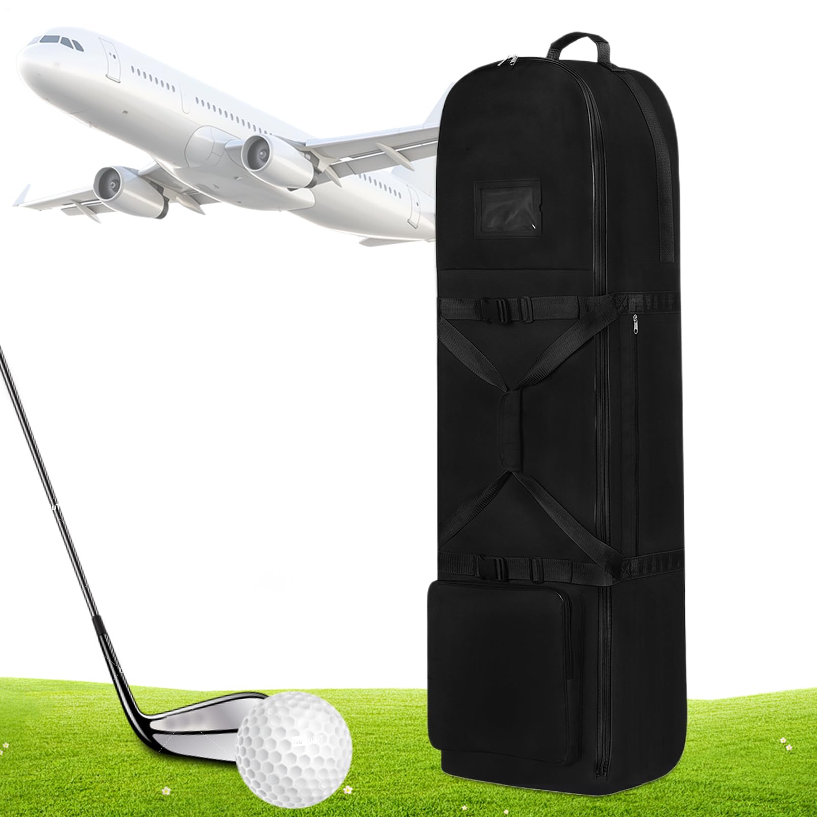 Bolsa de viaje de golf – Portaequipajes acolchados para palos de avión, equipaje resistente al agua con ruedas suaves, funda de protección plegable de lados suaves, ideal para viajes en avión