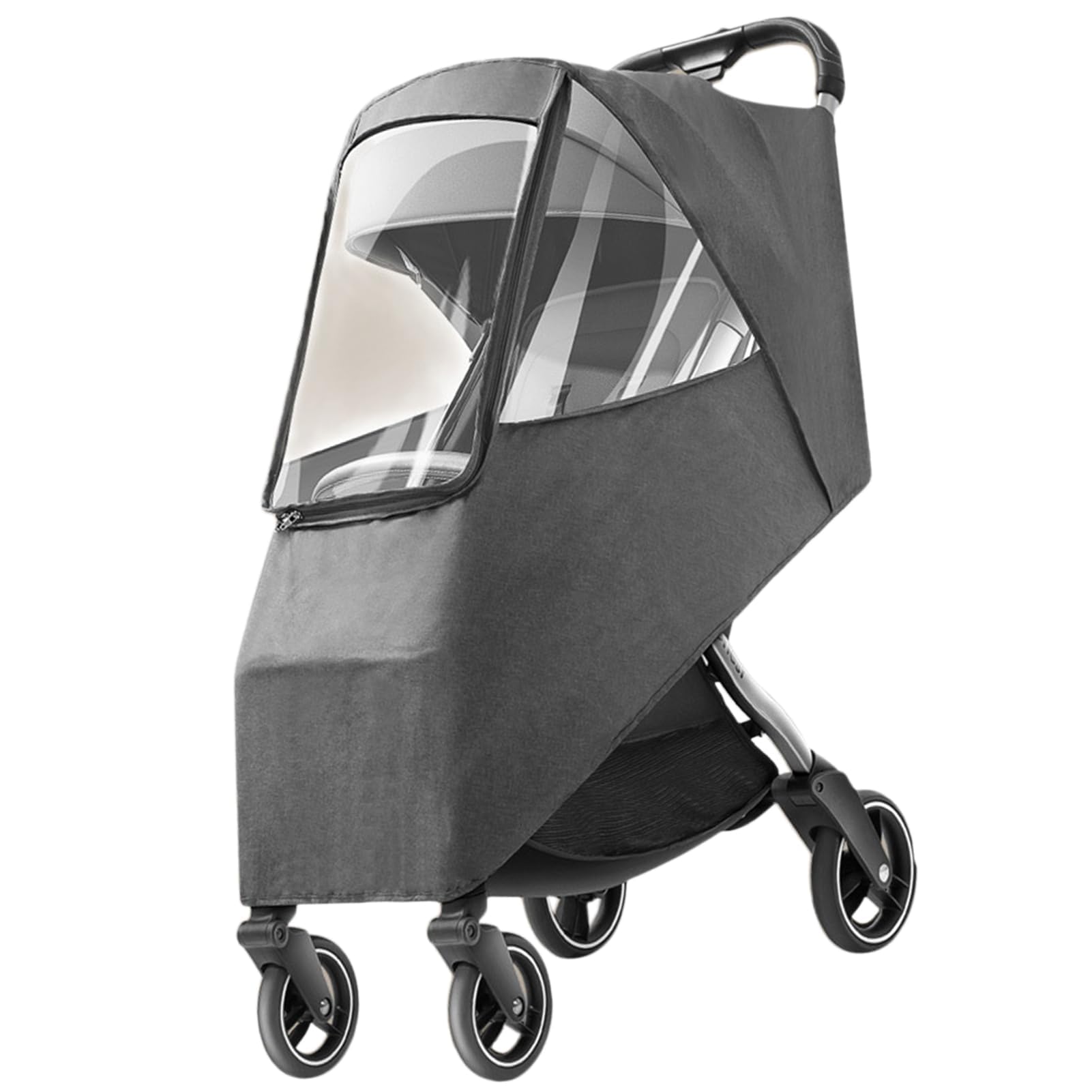 Housse de pluie universelle pour poussette - Imperméable, coupe-vent, anti-poussière et résistante au froid - Matériau respirant, trous de ventilation pour une circulation d'air illimitée (gris lin)