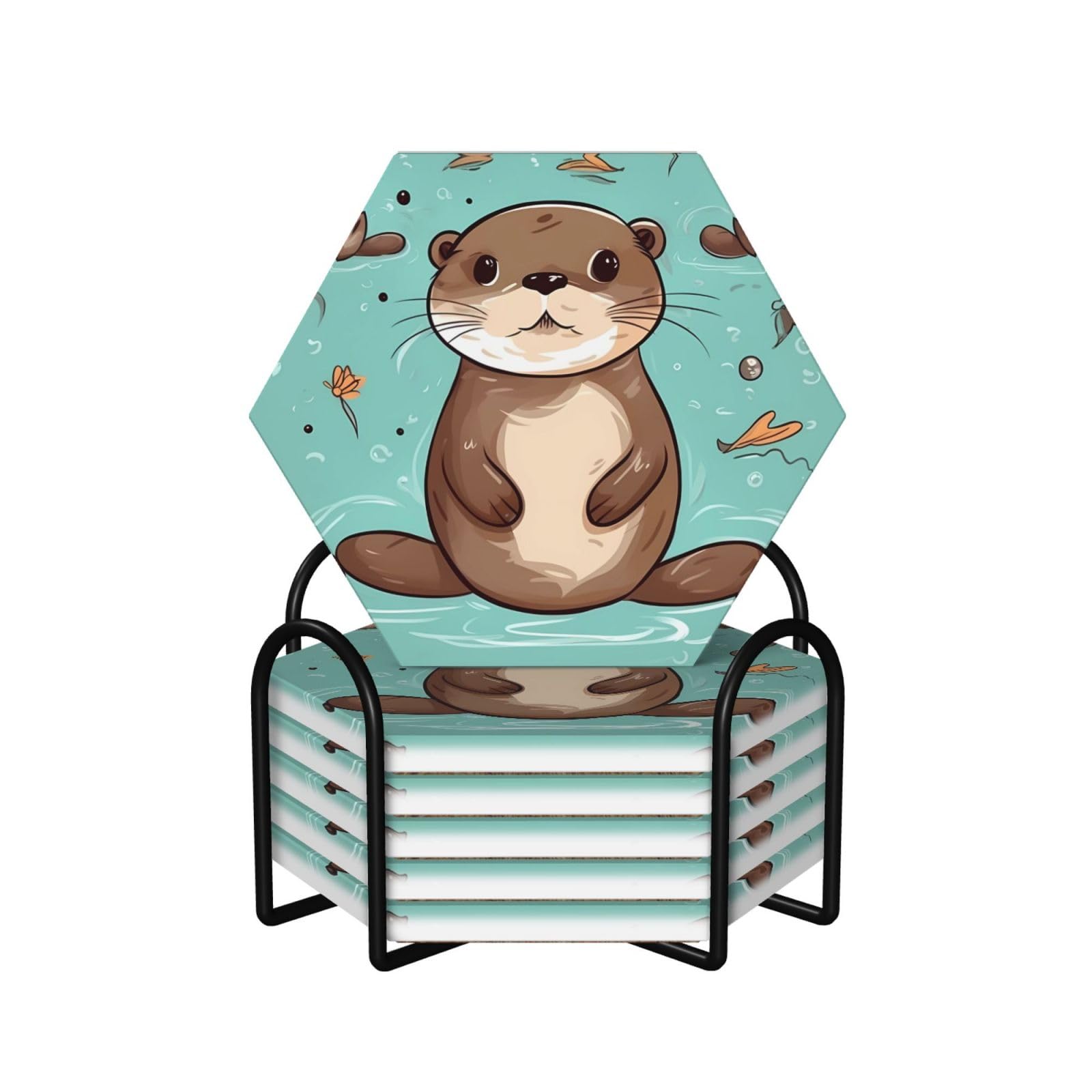 Dessous de verre loutre en céramique pour égayer vos pauses café et protéger la table basse